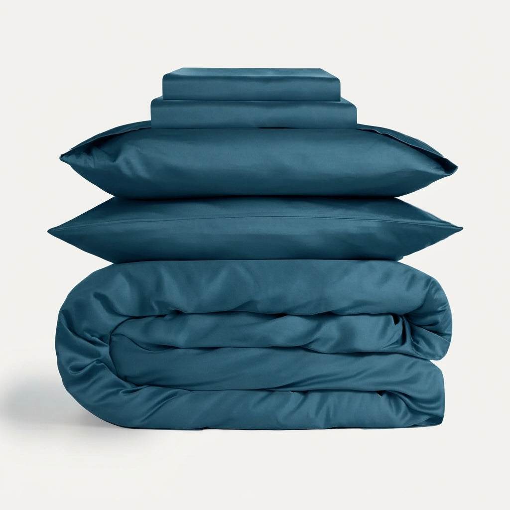 Bamboo Bedding Sheet and Duvet Cover Set with Pet Hair Resistant Fabric