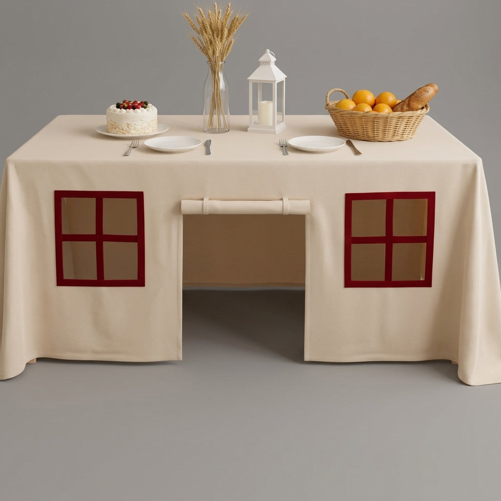 Castle Design Tablecloth Tent Cover for Kids Indoor Play and Pretend Play