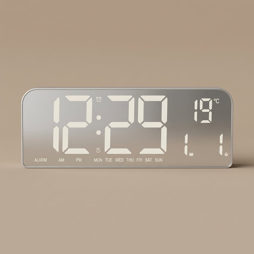Digital Wooden Alarm Clock with Temperature Display for Bedroom and Office