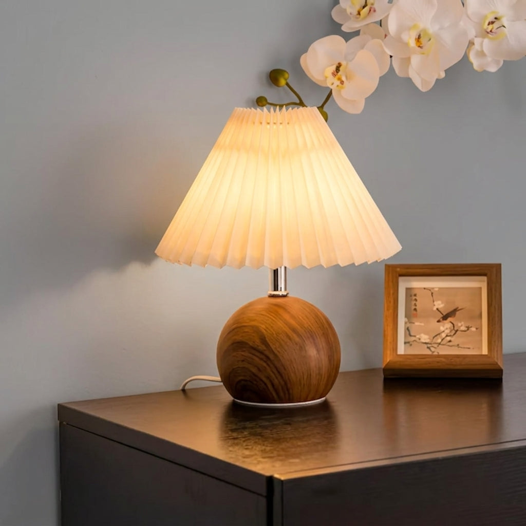 Nordic Pleated Fabric LED Table Lamp for Bedroom and Living Room Decor