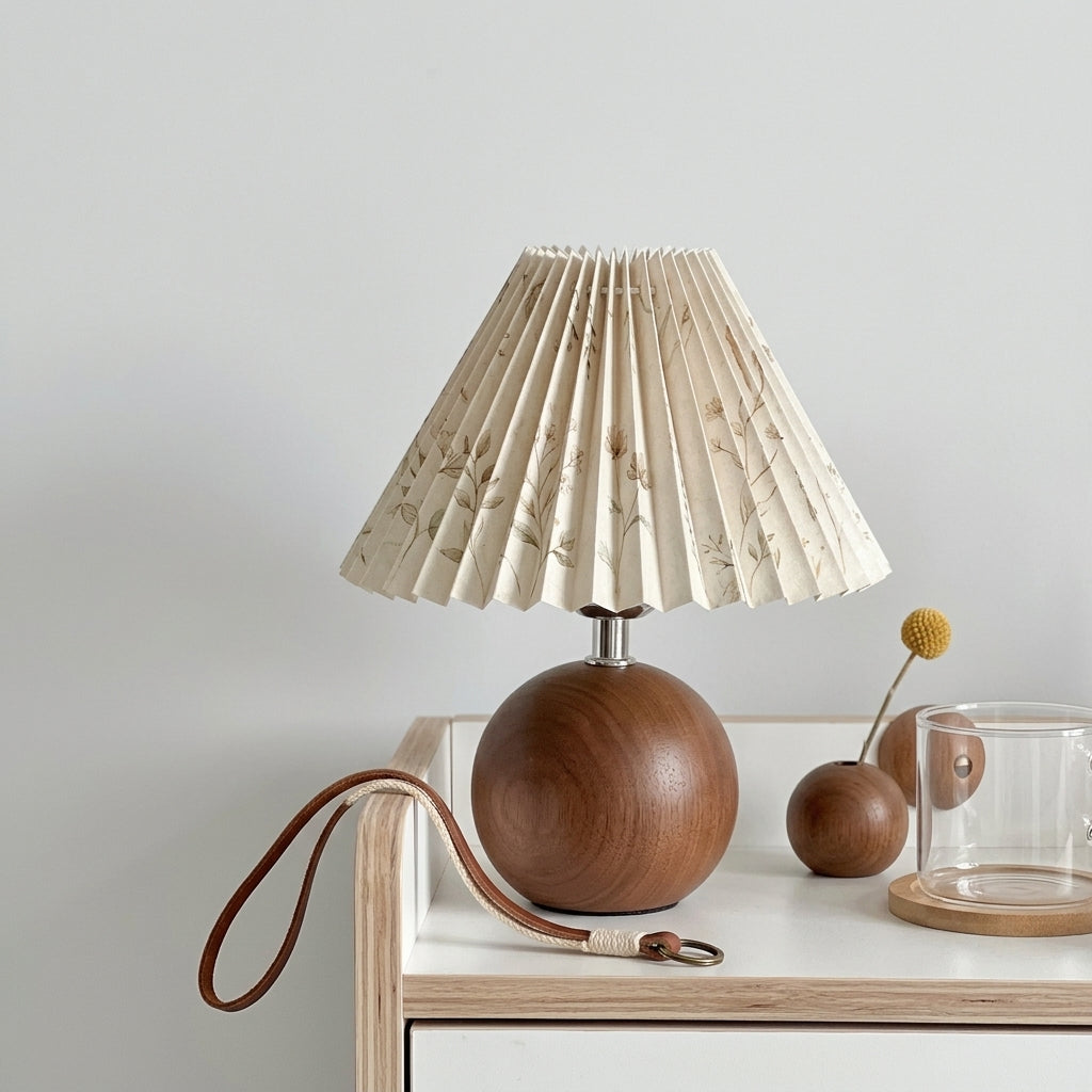 Modern Nordic Pleated Fabric LED Table Lamp for Bedside and Living Room Use