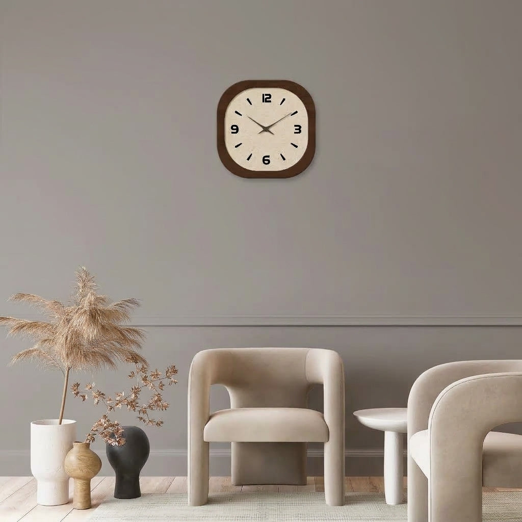 Vintage Cream Porcelain Square Wall Clock for Home Decor